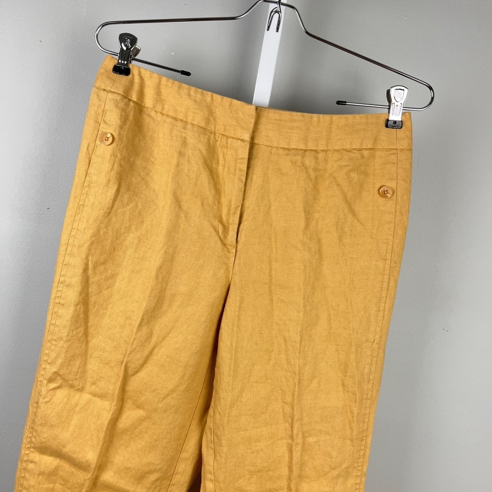 Rafaella 100% Linen Pants Womens‎ 6 Mustard Gold Yellow Coastal Chic Preppy
